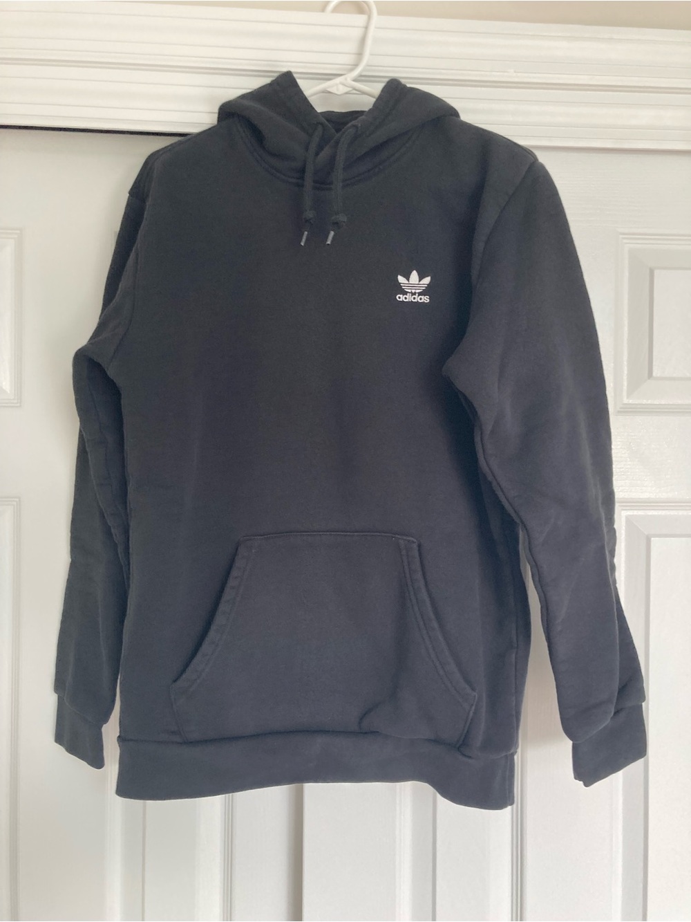 adidas Black Pullover Hoodie with White Trefoil Logo
